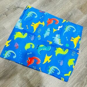 Wildkin Kids 100% Cotton Nap Mat Cover Dinosaur Blue Sewn-in Pillowcase 20x46